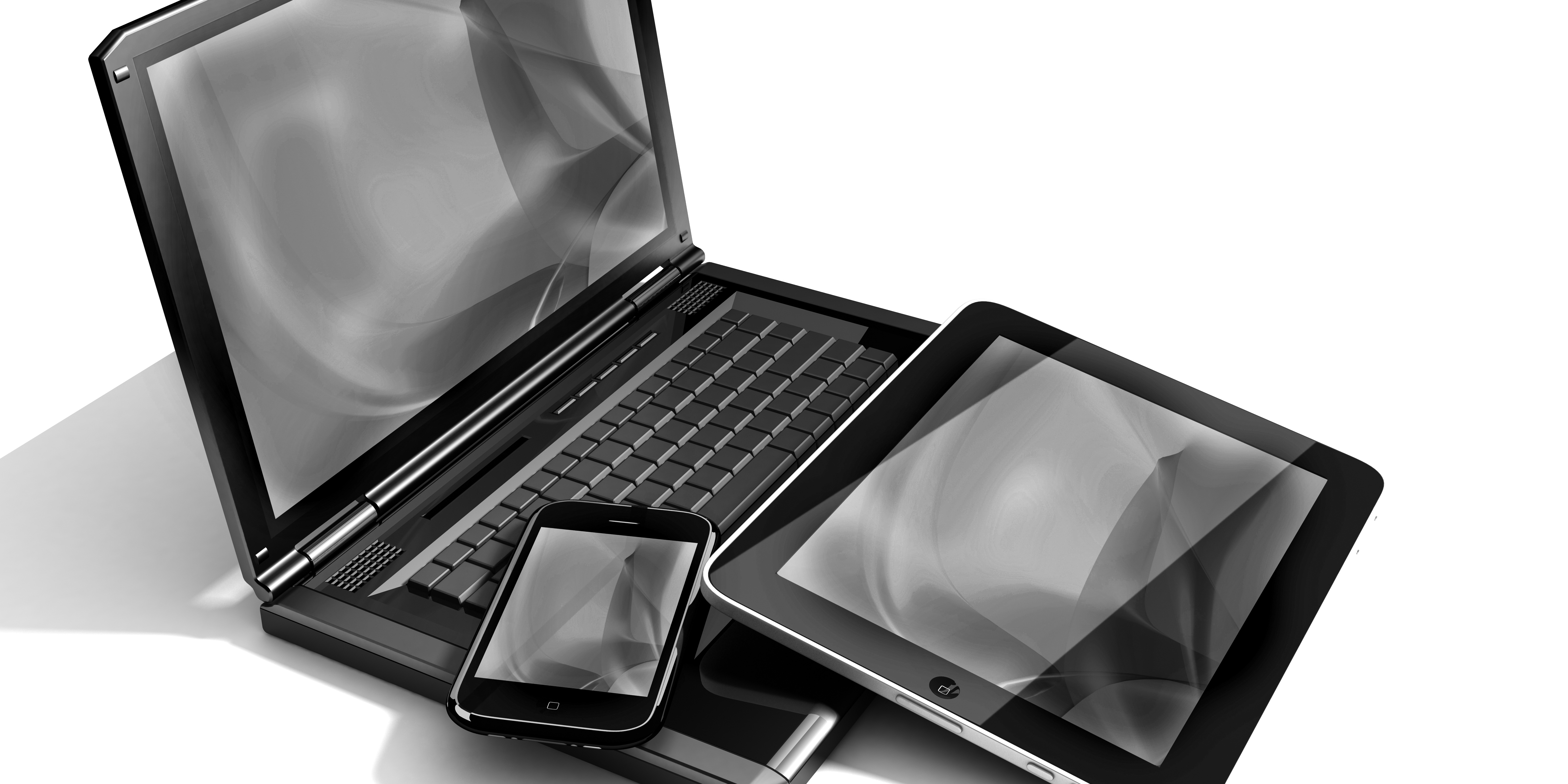 Modern devices displaying cloud platform interfaces